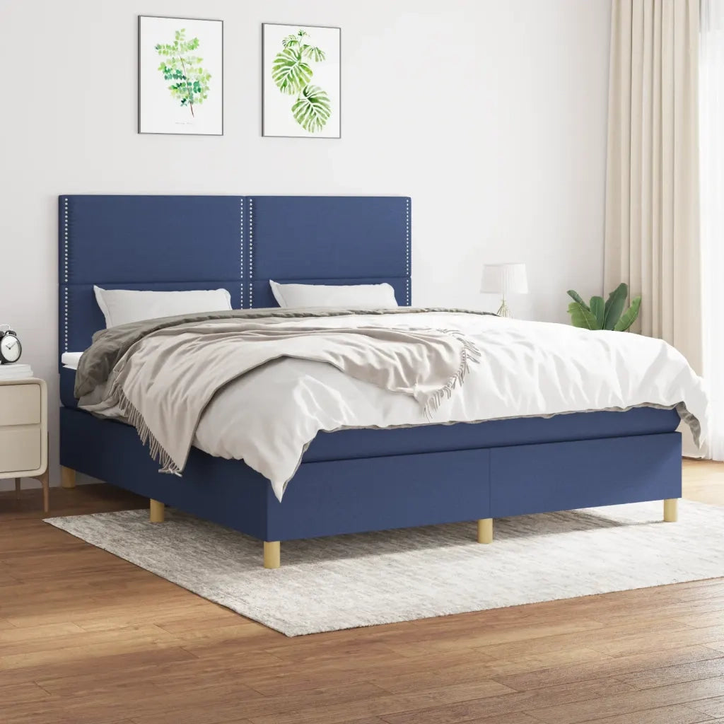 Giroletto a Molle con Materasso Blu 180x200 cm in Tessuto 3142279