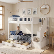 letto a castello in legno massello e mdf bianco 90x200 cm