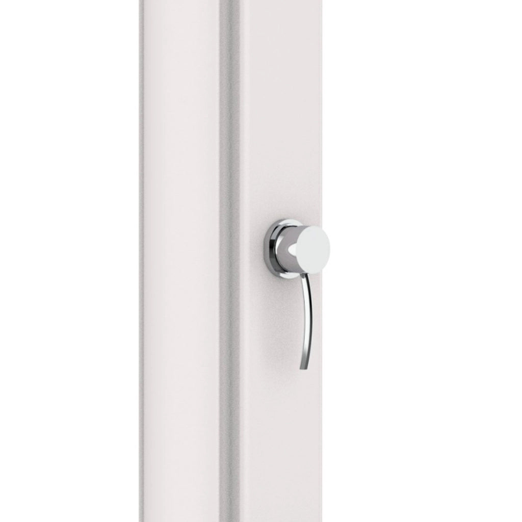 Doccia Solare Bianca da Esterno in Polietilene HD, Altezza 226 cm, Serbatoio da 40 Litri, Lavapiedi e Soffione da 15.24 cm  STARMATRIX RIOXXL-SS0935XXL-WHITE.