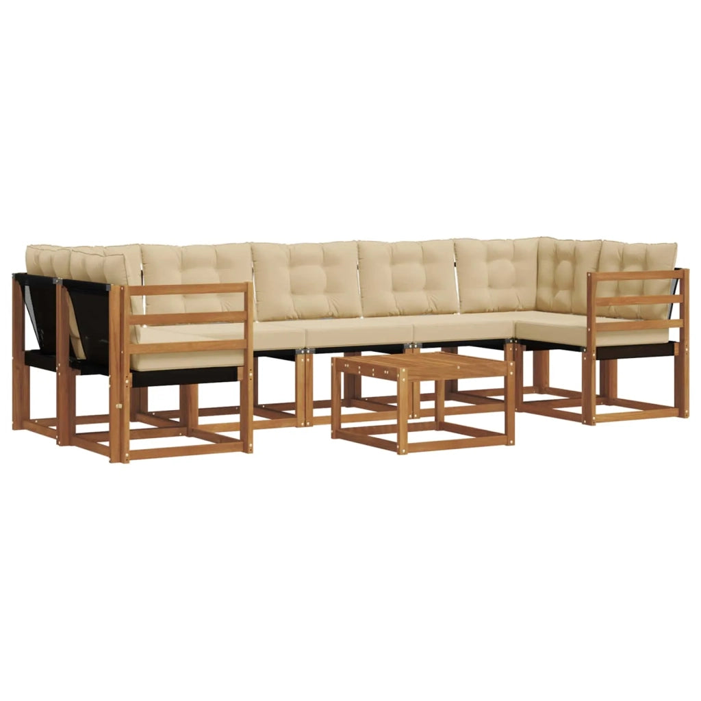 Set di divani da esterno con cuscino 8 pcs Naturale e Beige