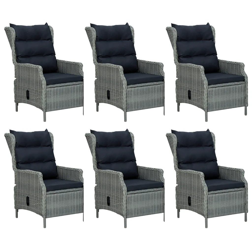 Set da Pranzo da Giardino 7 pz Grigio Chiaro in Polyrattan 3156807