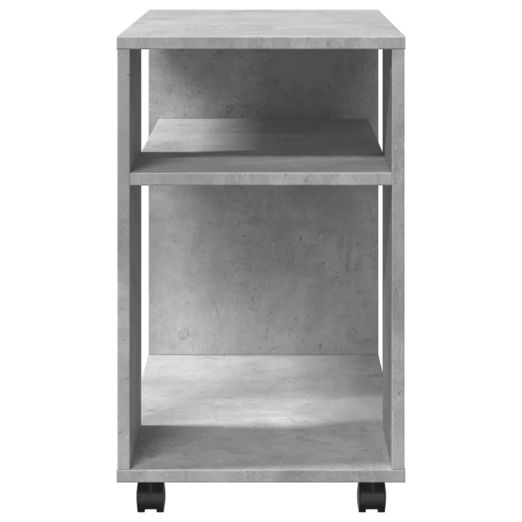 Tavolino con Ruote Grigio Cemento 70x35x60 cm in Truciolato