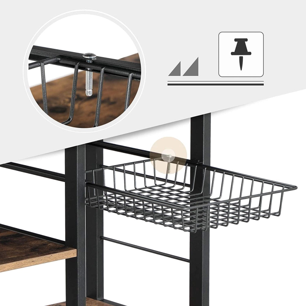 ISOLA CUCINA Mobile contenitore in stile rustico con ganci e cassetto - KKS90X