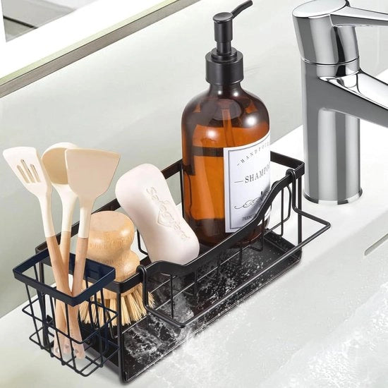 Organizzatore in acciaio inossidabile con vasca di scarico autochiudente – organizzatore per cucina per asciugamani, tovaglie e sapone