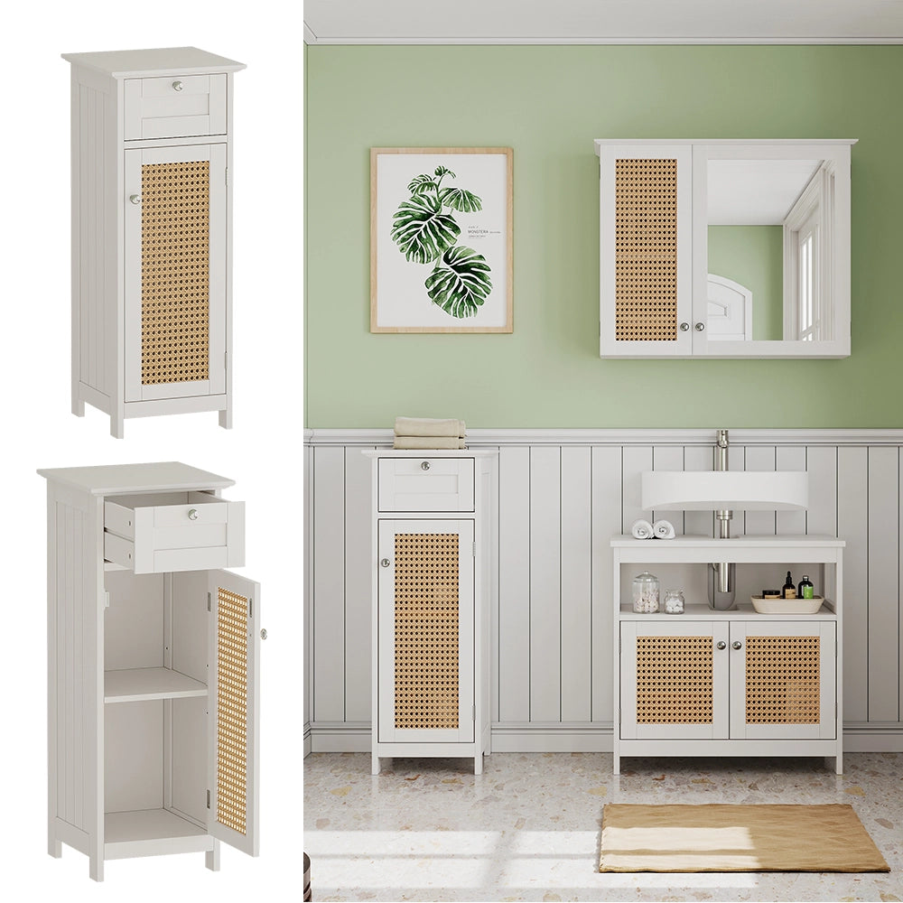 Vicco Mobiletto bagno Bianco 32 x 87 cm con anta e cassetto