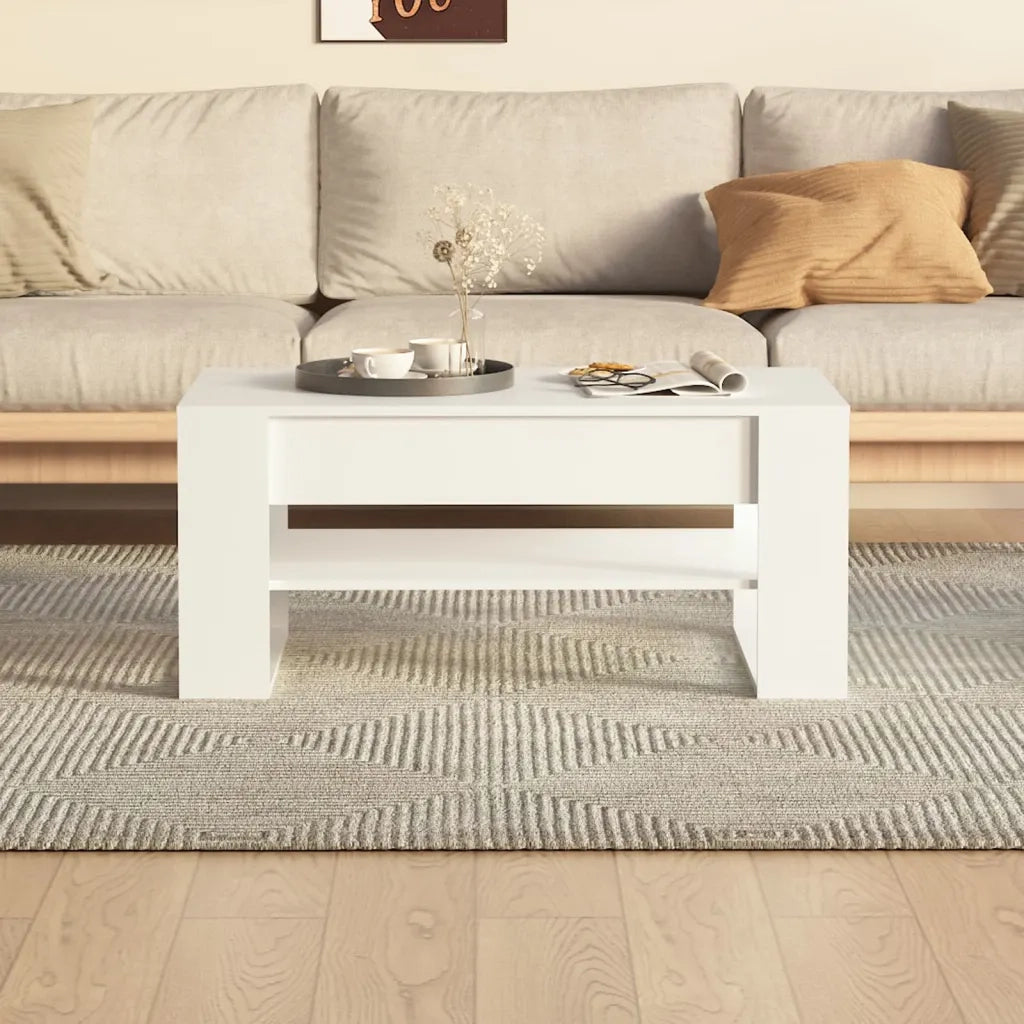 Tavolino da Salotto Bianco 102x55x45 cm in Legno Multistrato 810899