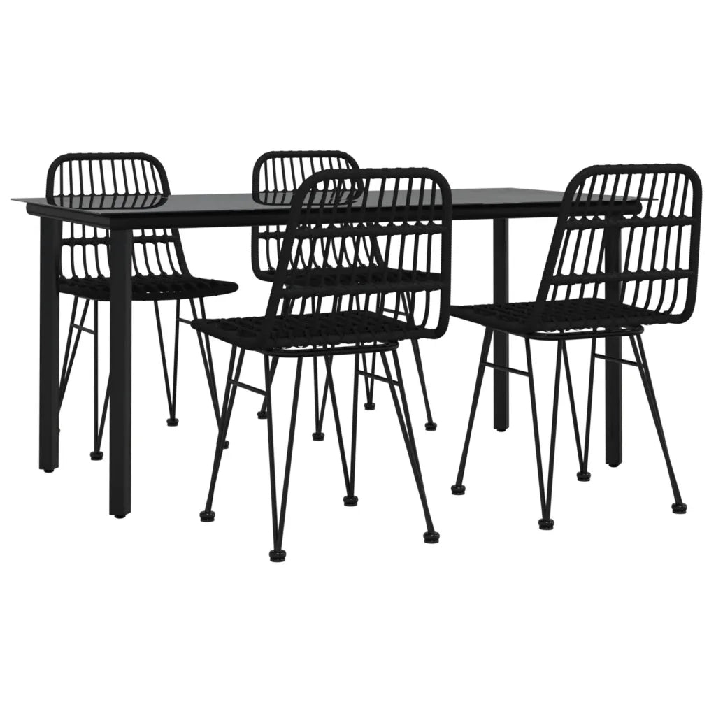 Set da Pranzo da Giardino 5 pz Nero in Polyrattan 3157897