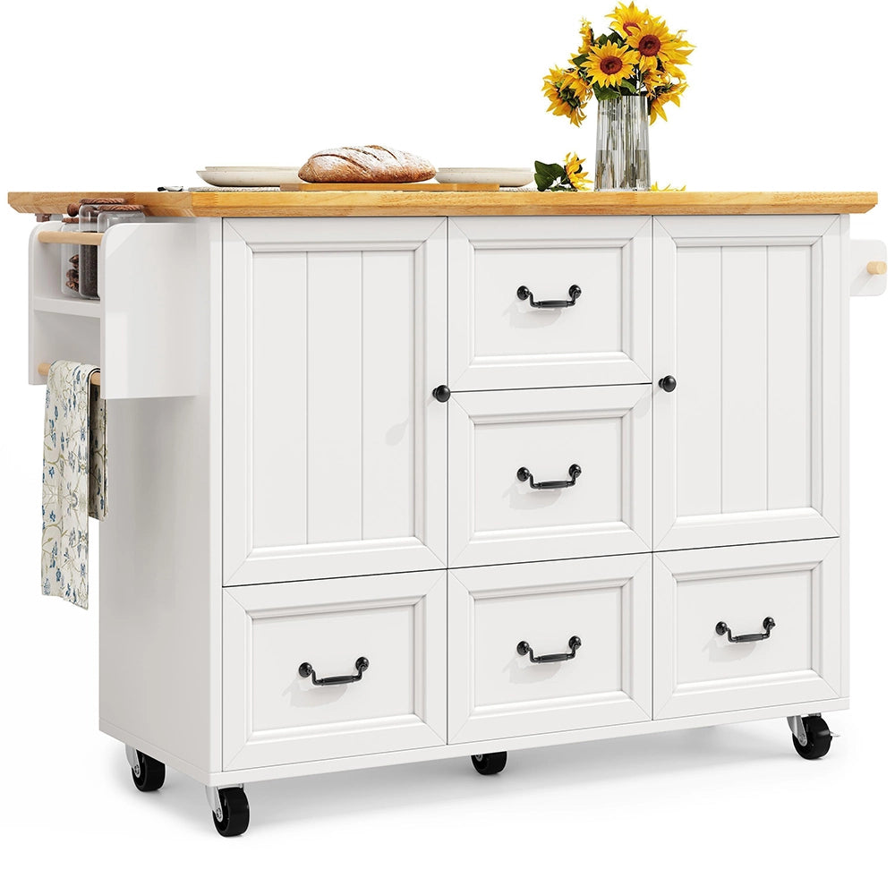 Isola cucina 5 cassetti - Xylo - 120x73x93cm ruote regolabile