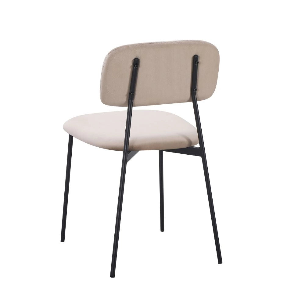 Set 4 Sedie Shen in vellutino taupè e gambe in metallo nero 44x49x78H
