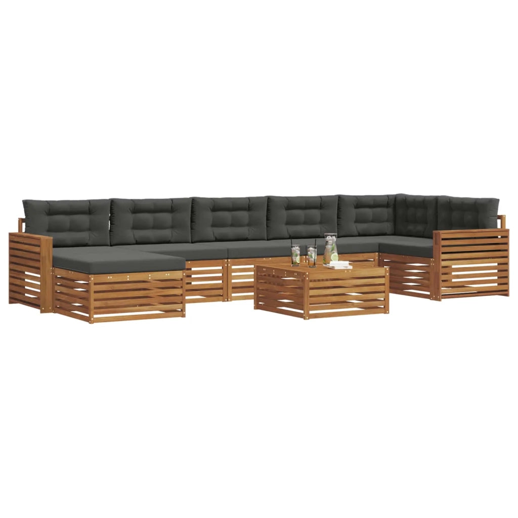 Set di divani da esterno con cuscino 8 pcs Naturale e Antracite