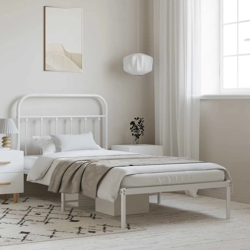 Giroletto con Testiera Metallo Bianco 100x190 cmcod mxl 129471