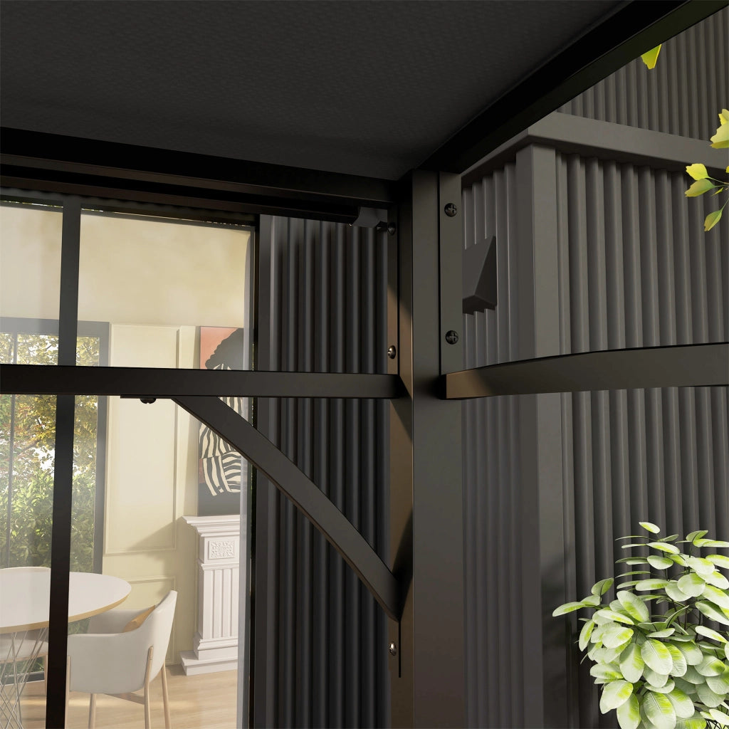 Gazebo da Giardino con Appendini ¨C zephmum ¨C Grigio Antracite 215x150x220 cm