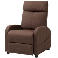 Poltrona Relax Reclinabile con Poggiapiedi in Tessuto Effetto Lino, 69x85x100 cm, Marrone