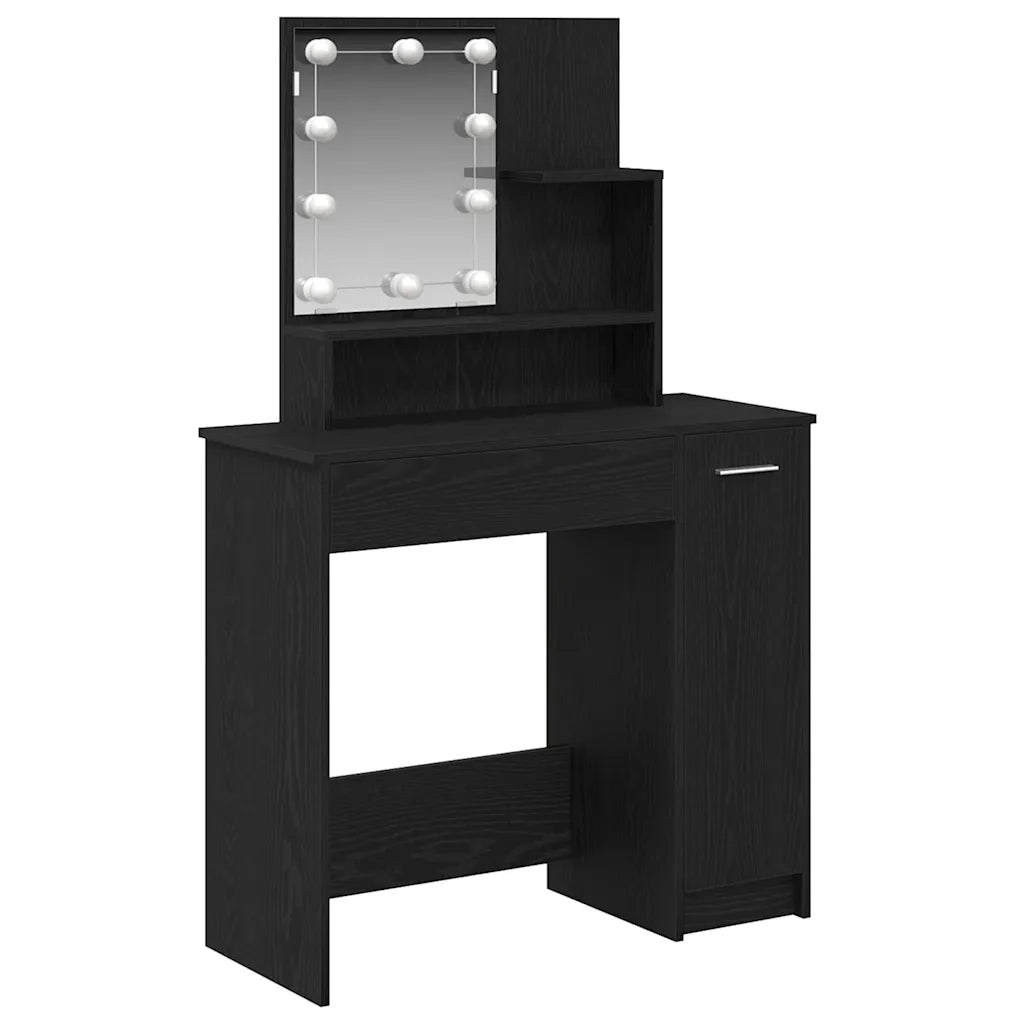 Tavolo da Trucco con cassetto Rovere Nero 86,5 x 35 x 136 cm CFW8291037