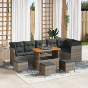 Set Divano da Giardino  da 10 Pezzi con Cuscini Grigio Polyrattan Acacia