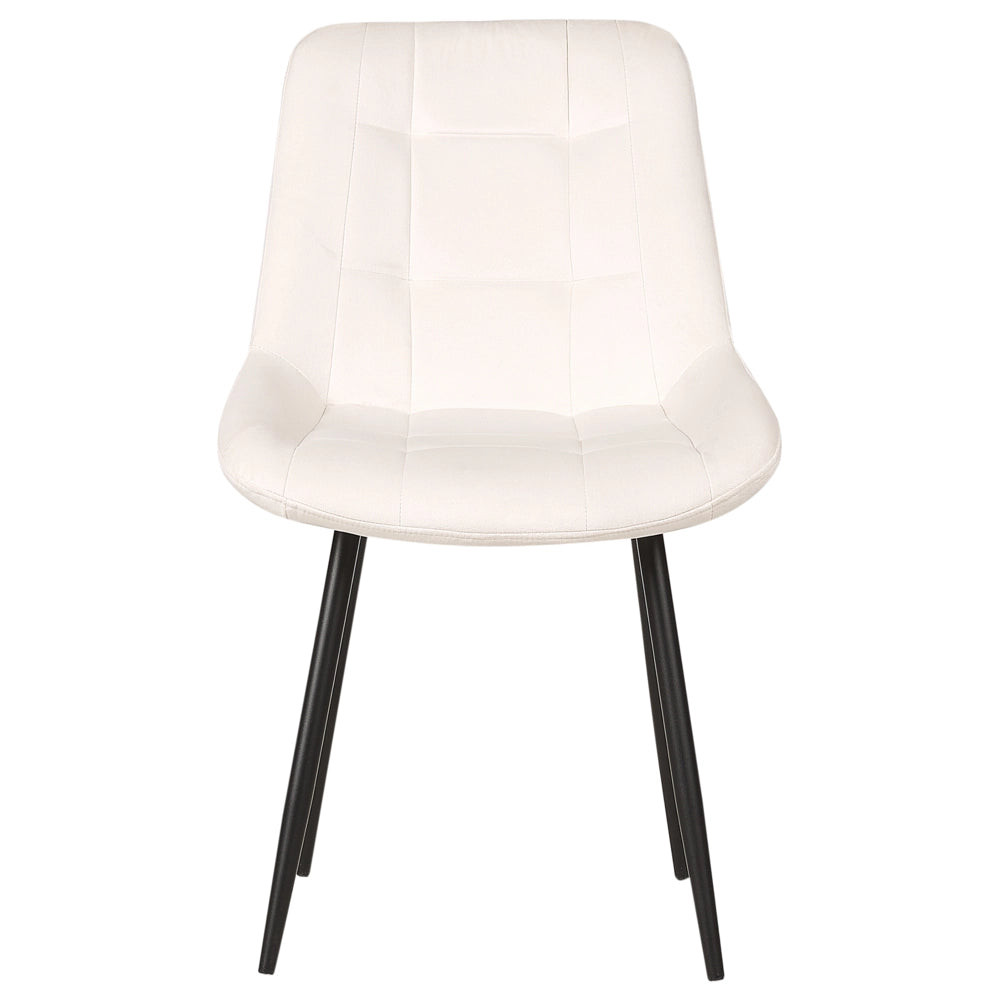 Set di 2 sedie da pranzo in velluto bianco sporco gambe in ferro Nero sedie moderne imbottite