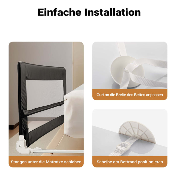 Sponda letto bambini 180x42 cm, pieghevole, metallo e nylon, Barriera anticaduta