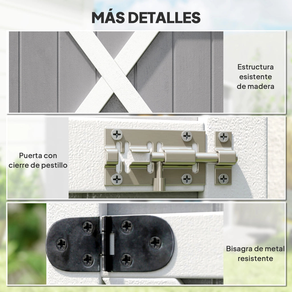 Armadio da giardino in legno per esterno con 2 ripiani e tetto in bitume ¨C zephmum ¨C 75x56x115 cm grigio