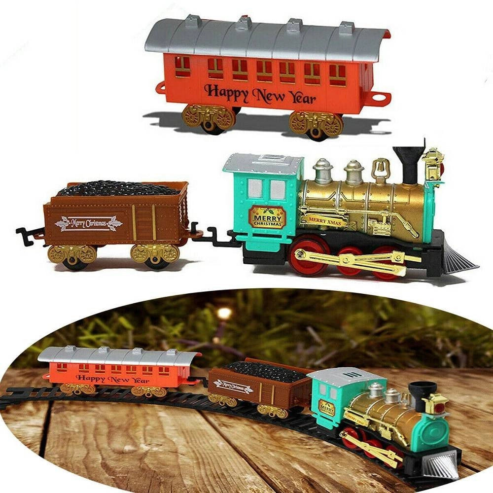 Trade Shop - Trenino Elettrico Di Natale Classico Con Luci E Suoni Diametro 60 Cm 11 Pz -