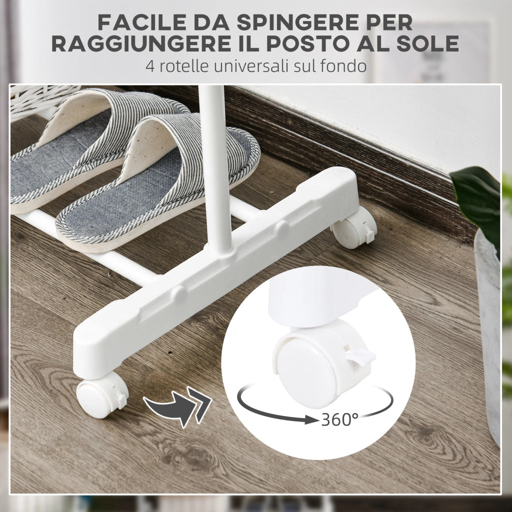Appendiabiti con Ruote e Ripiano ¨C Zephmum ¨C 68.5x42x87-145 cm