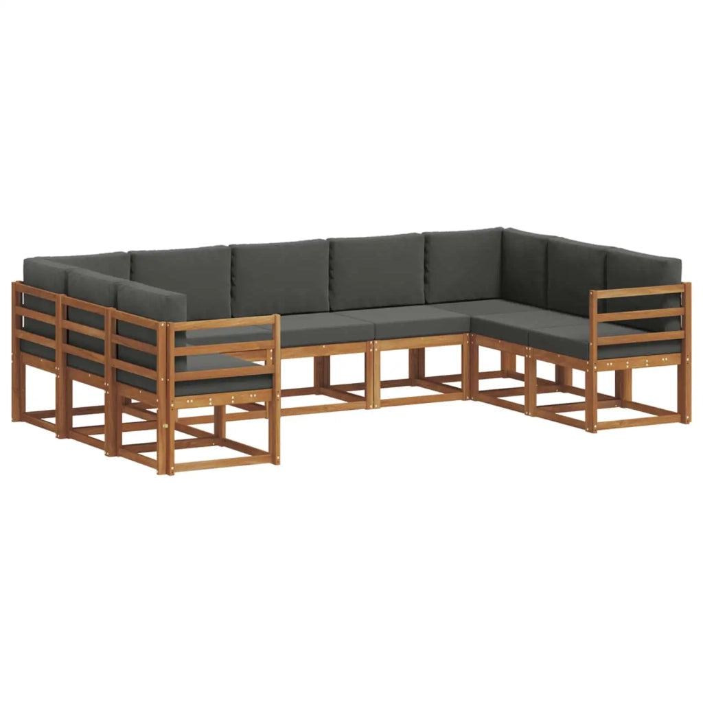 Set di divani da esterno con cuscino 9 pcs Naturale e Antracite