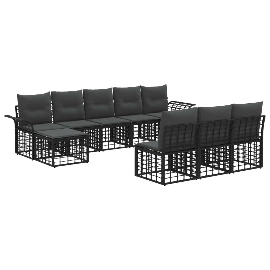 Set di divani da esterno 9 pcs Nero e Grigio scuro Poliestere 3437769