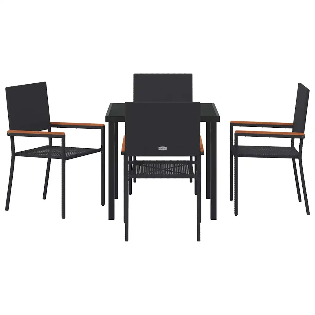 Set da Pranzo per Giardino con cuscino 5 pcs Nero polyrattan 3379703