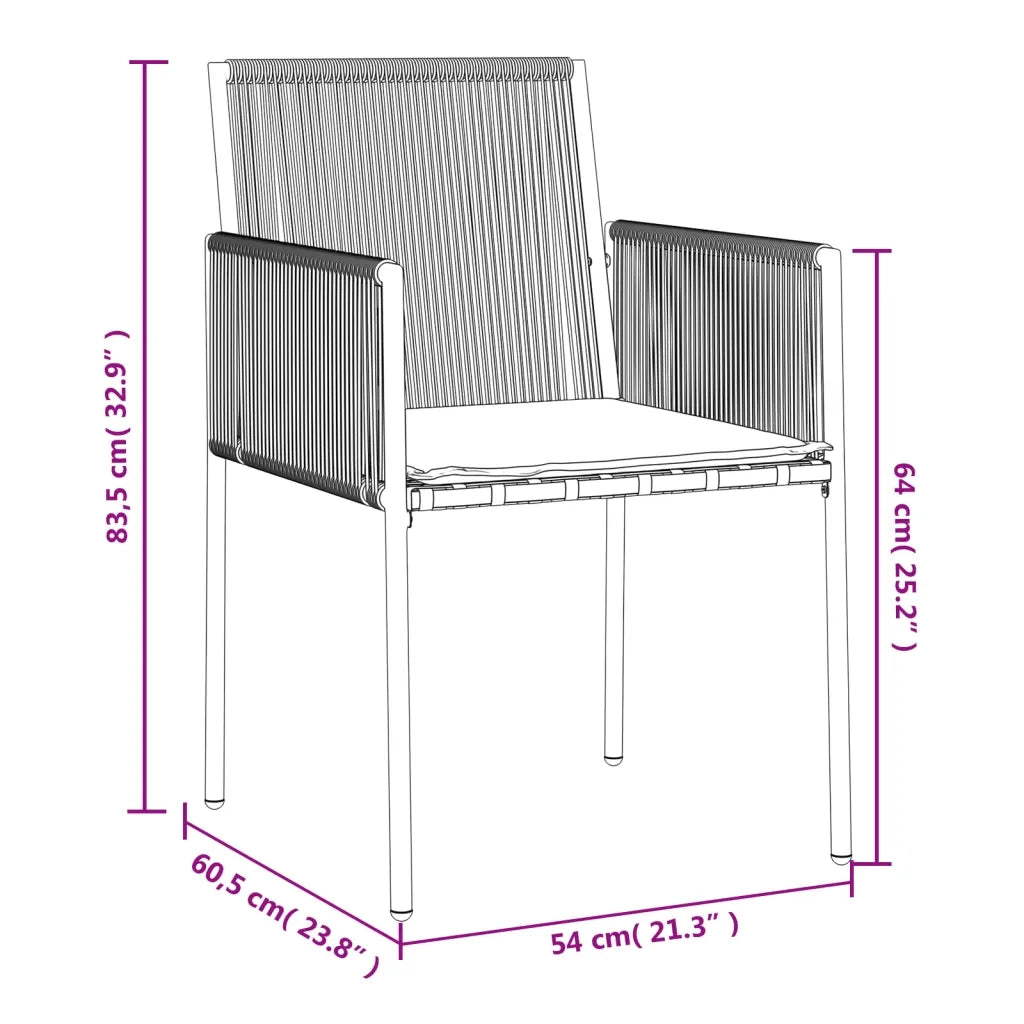 Sedie Giardino con Cuscini 2 pz | Sedie da Esterno Nere 54x60,5x83,5 cm Polyrattan