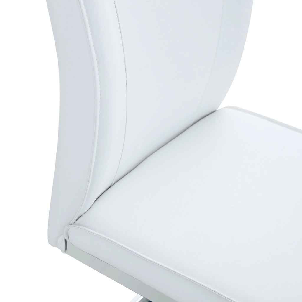 Sedia da pranzo con Schienale Ergonomico e Piedini Antiscivolo in Metallo e PU Bianco Argento