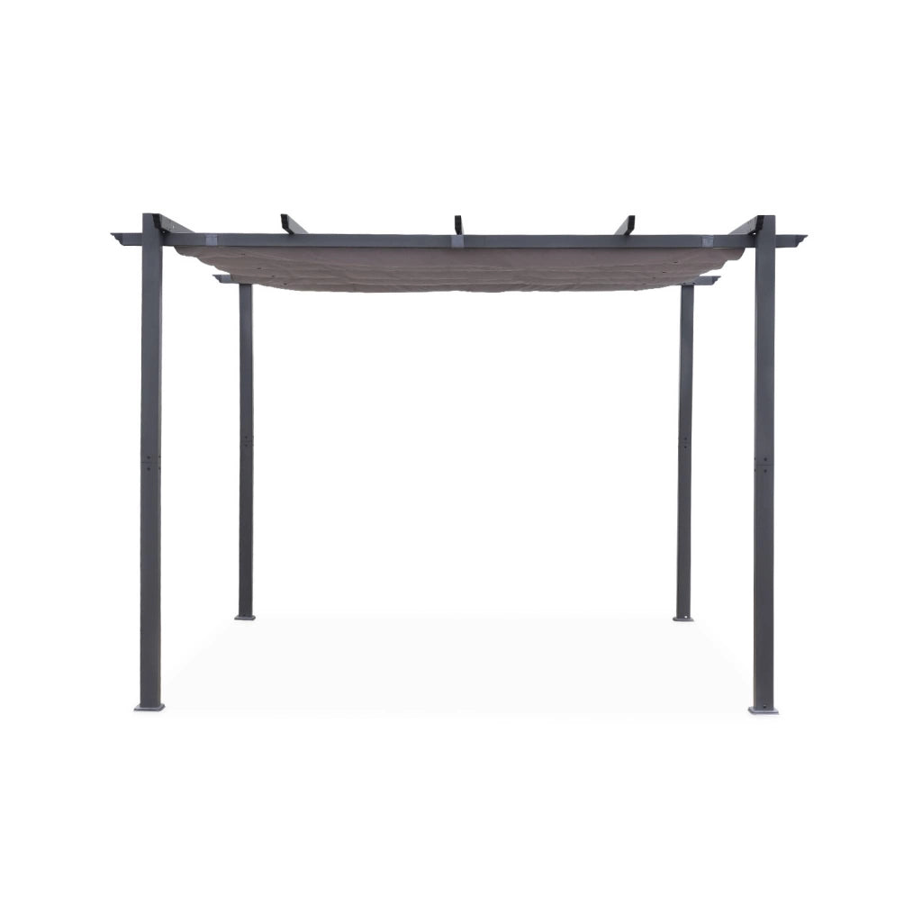 3x3m pergola, alluminio, copertura scorrevole, grigio