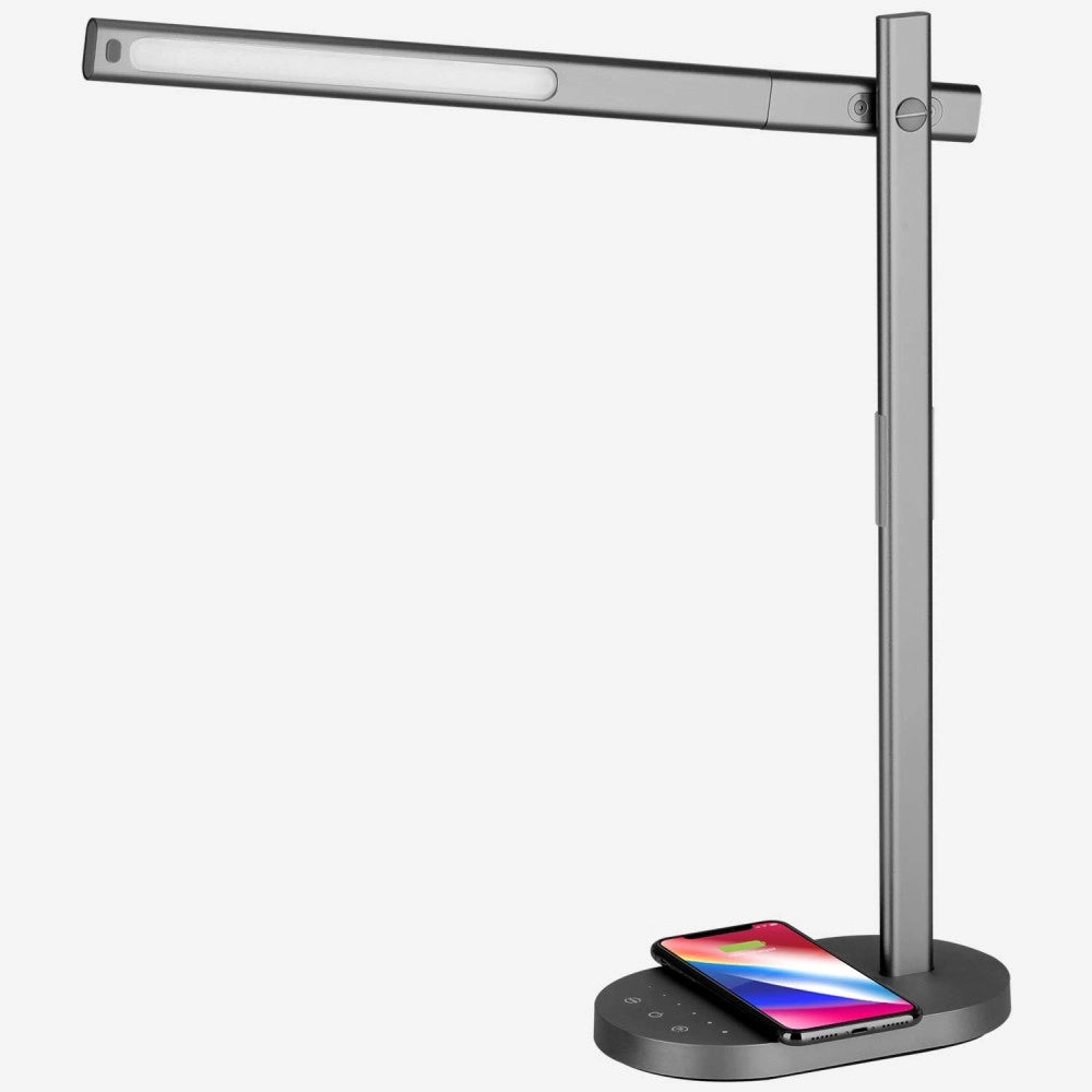 Trade Shop - Lampada Da Scrivania Luce Led 6 Intensità 10w 3 Colori Bianco Protezione Occhi -