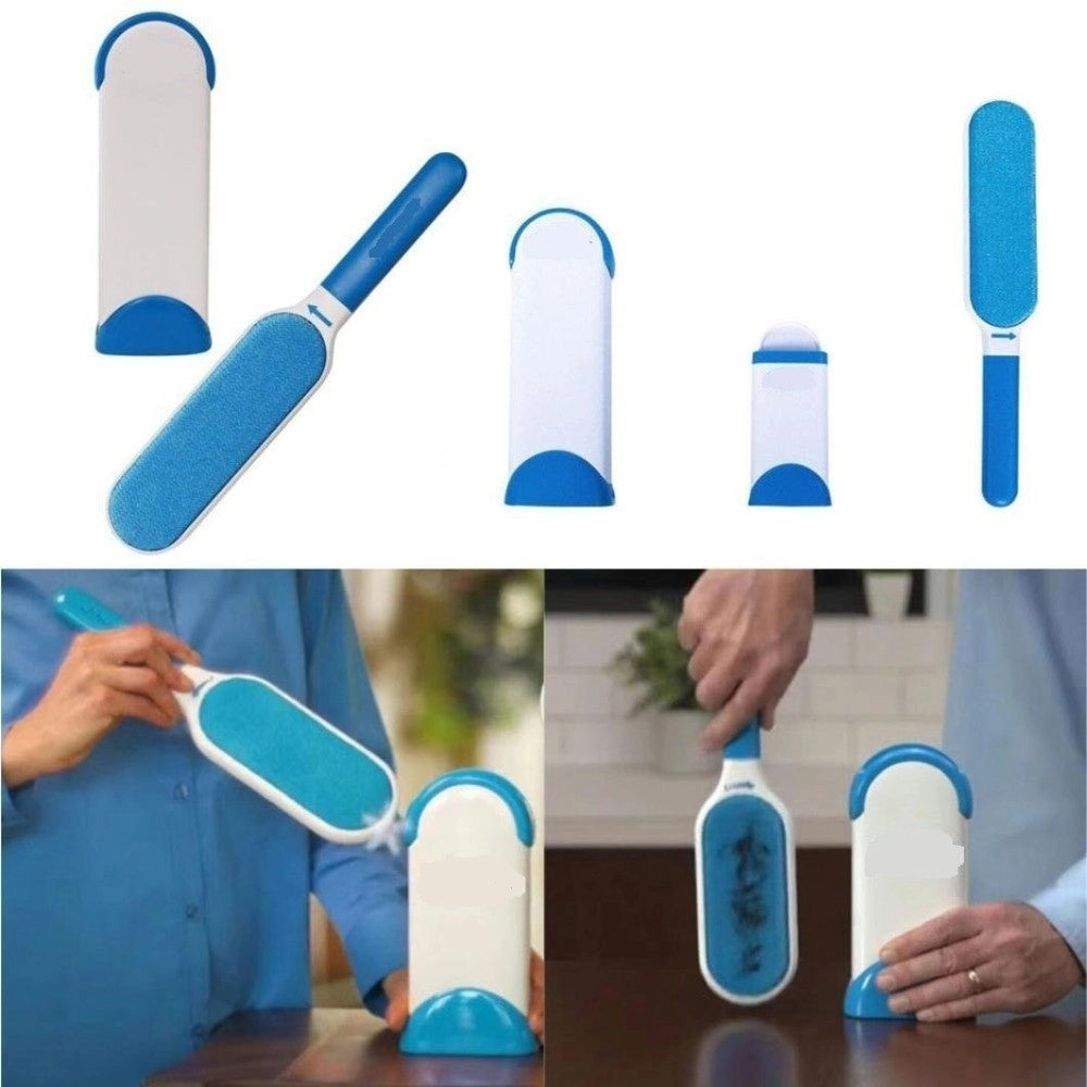Trade Shop - Spazzola Autopulente Rimuove Pelo Polvere Doppia Faccia Tessuti Pelo Cane Gatto -