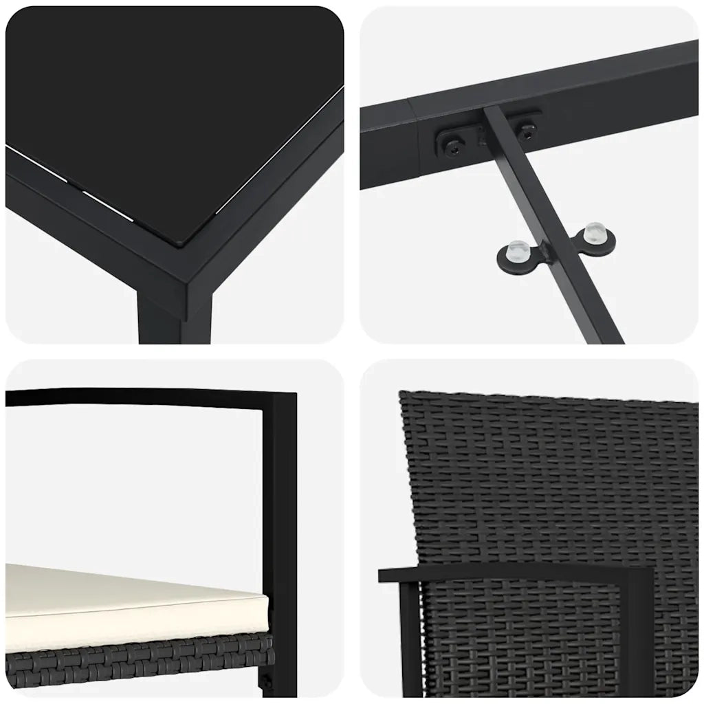 Set da Pranzo per Giardino 5 pz | Set Salotto da Giardino Nero