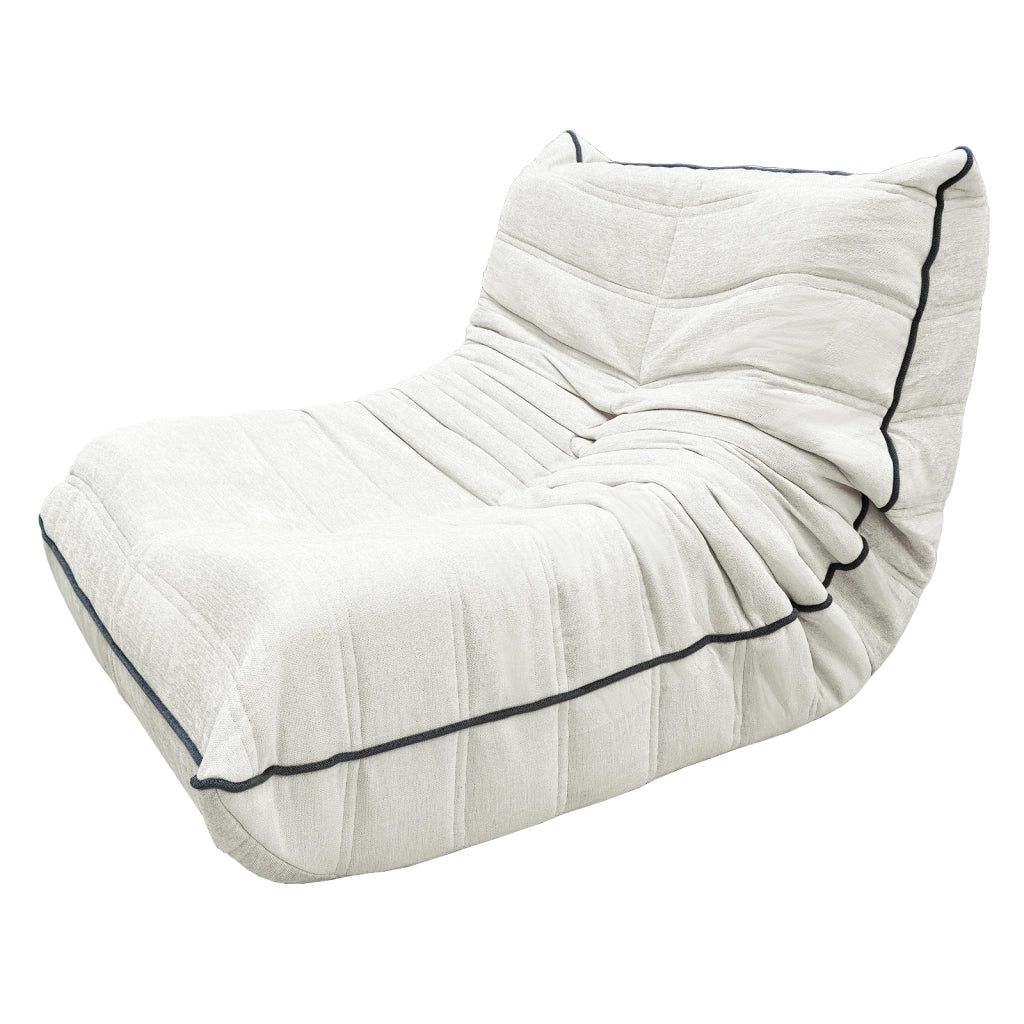 POLTRONA SACCO a forma di bruco bianco in flanella
