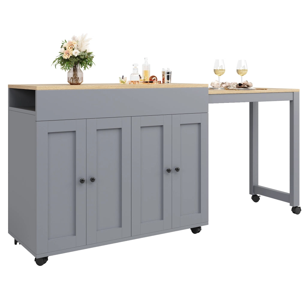 Tavolo Bar Allungabile con Vano ¨C MINIMAL ¨C Grigio, 118-180x50x94 cm