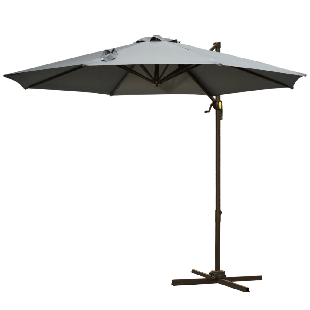 Ombrellone da Giardino a Manovella e a 8 Stecche con Angolazione Regolabile, ?2.95x2.5 m, Grigio