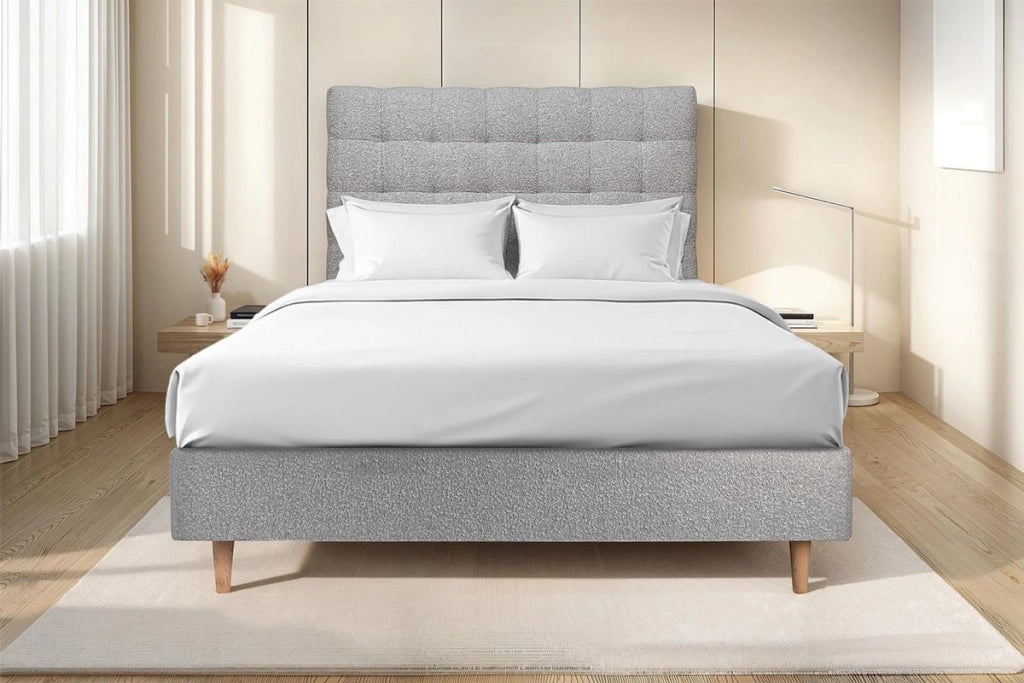 Testiera in tessuto bouclé grigio imbottita L160 cm