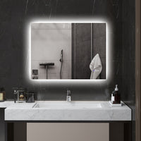 Specchio da Bagno Antiappannamento Retroilluminato LED Luminosità Regolabile 80x60x4 cm