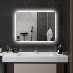Specchio da Bagno Antiappannamento Retroilluminato LED Luminosità Regolabile 80x60x4 cm