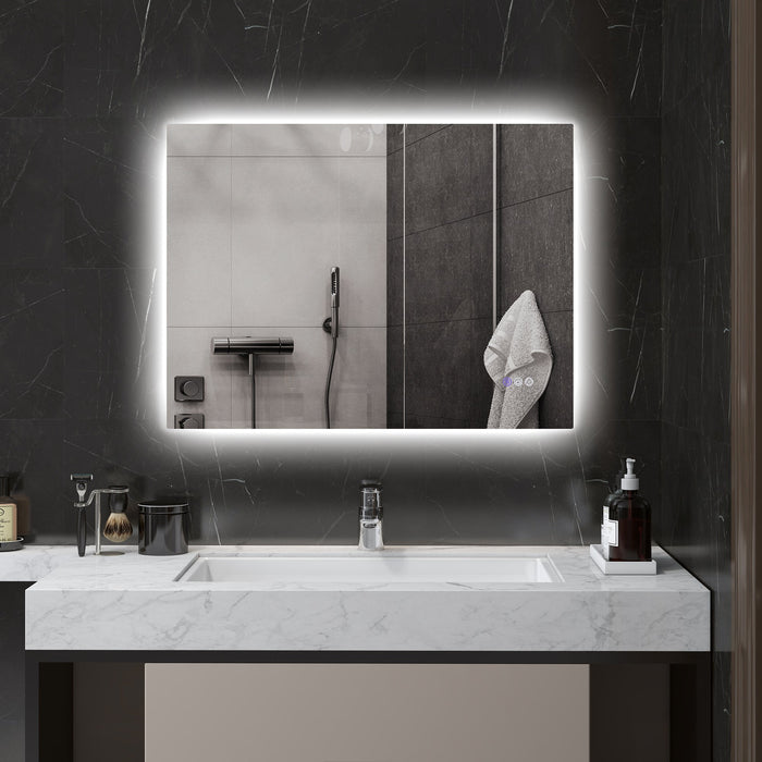 Specchio da Bagno Antiappannamento Retroilluminato LED Luminosità Regolabile 80x60x4 cm