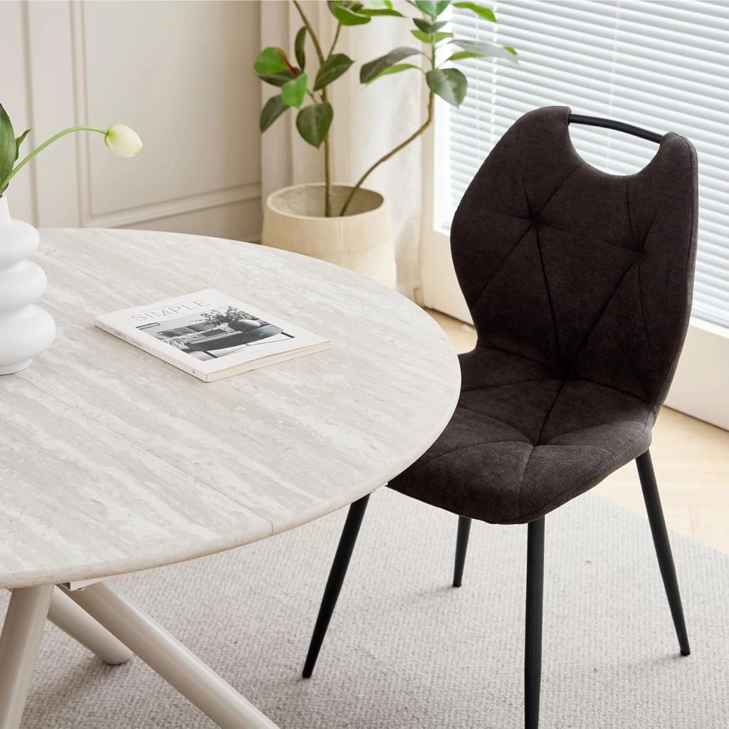 GrandCA HOME Tavolo da Pranzo Rotondo Moderno da Cucina da 115 CM, Piano in MDF con Gambe a Croce in Metallo Stabili, Adatto Per Sale da Pranzo,Appartamenti（Grigio）