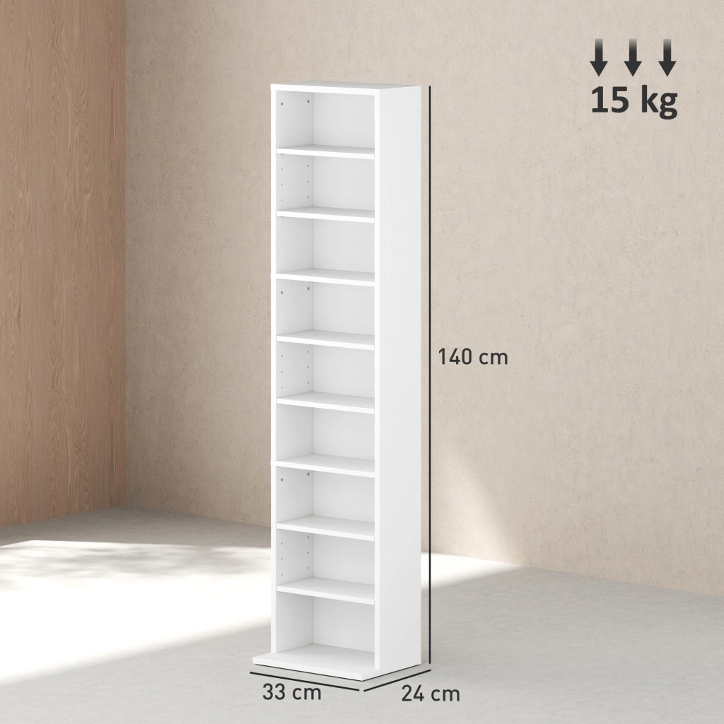 Libreria per CD e DVD con Ripiani Ajustables ¨C zephmum ¨C 33x24x140 cm Bianco