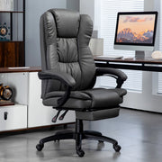 Sedia ufficio girevole con massaggio, schienale reclinabile e poggiapiedi in pelle sintetica grigio scuro 68,5 × 68,5 × 113-121 cm