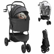 vidaXL Passeggino pieghevole per animali Nero 78 x 54 x 101 cm