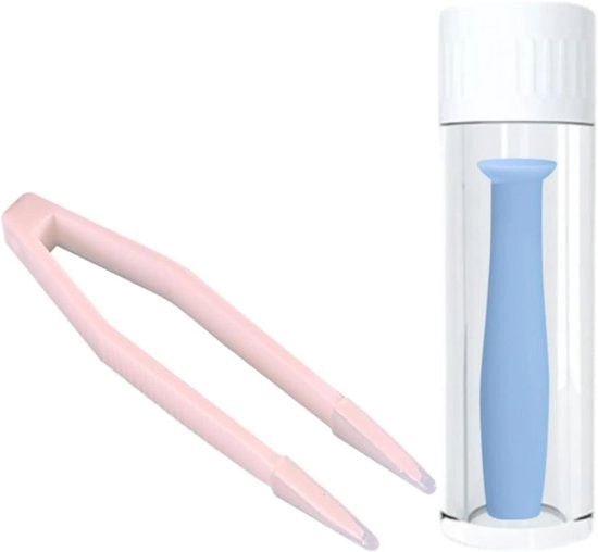 Contattista rimovibile e inseritore con morsetto per contatti - viaggi e attività all'aperto - contenitore in plastica e pinza bianca - facile e pratica da usare