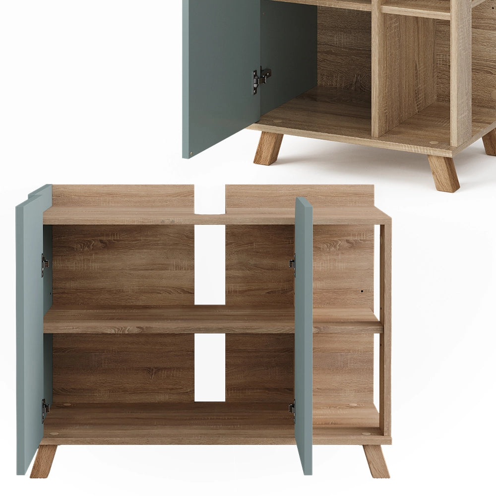 Vicco Set di mobili da bagno Sonoma/blu 3 parti