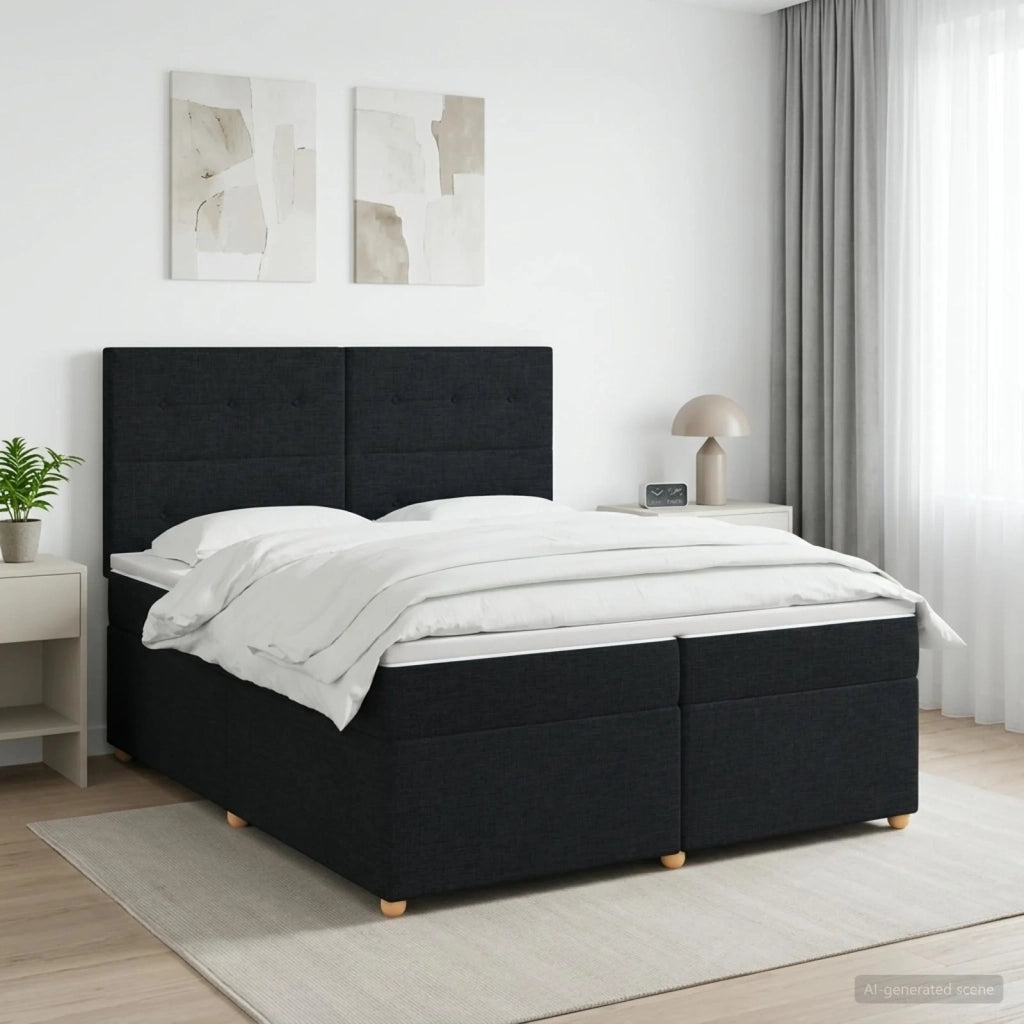 Letto box spring con materasso Nero 200 x 200 cm Tessuto 3453965