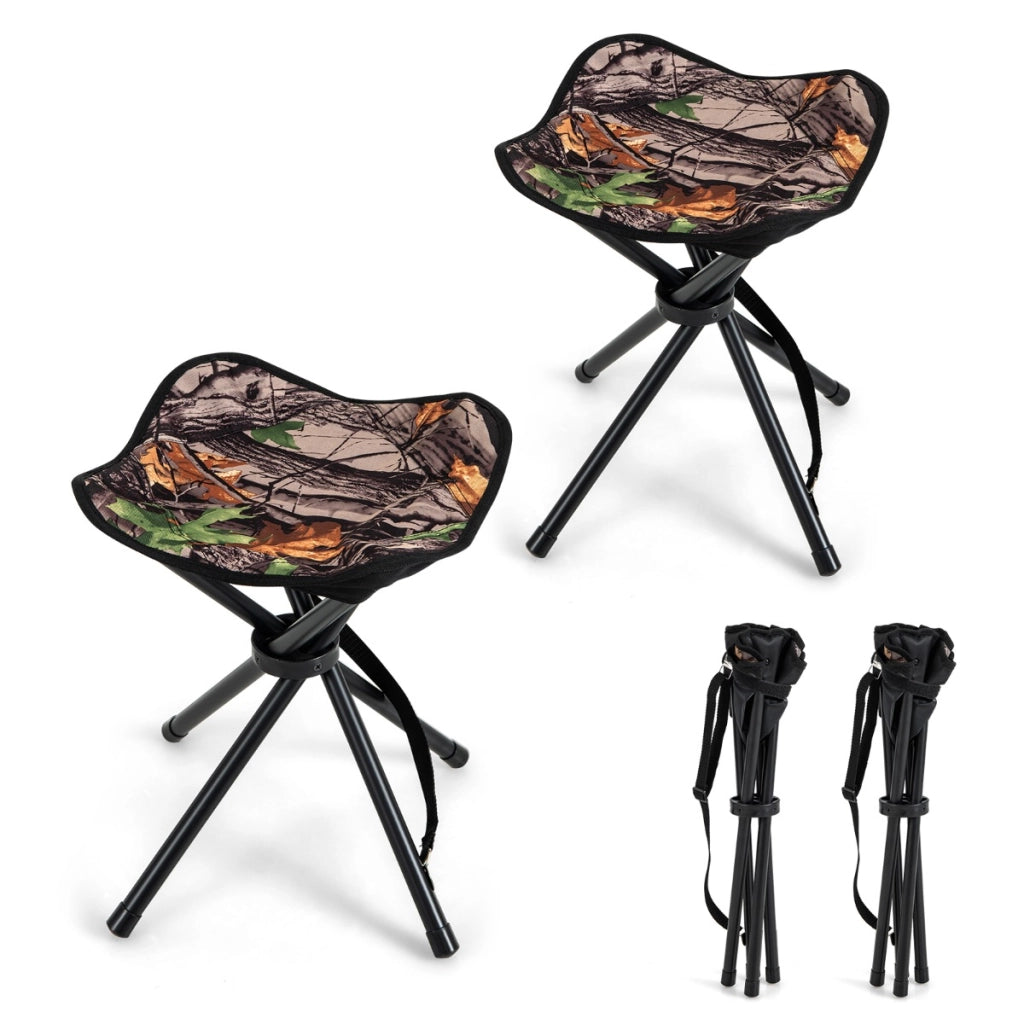 Set di 2 sgabelli da caccia pieghevoli, Sgabelli da esterno pieghevoli leggeri con tracolla 32x32x40cm-Tavoli e sedie da campeggio