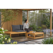 Garden Bench With Table & Dark Grey Cushions, Solid Acacia Wood