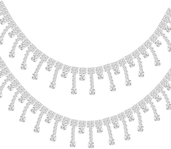 Accessori per Matrimonio - Tasselli di Vetro - Collana con Paillettes - Decorazione Elegante - Argento - Accessorio di Sposa - Stile Unico - Ideale per Matrimoni - 2...